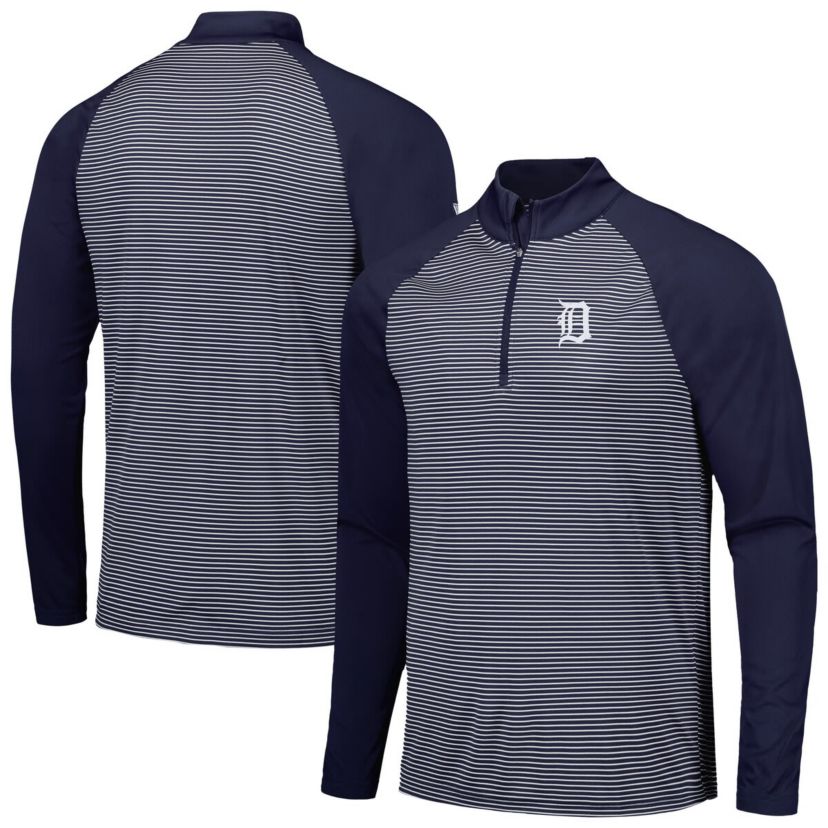 MLB Detroit Tigers Charter Striped Raglan Quarter-Zip Top