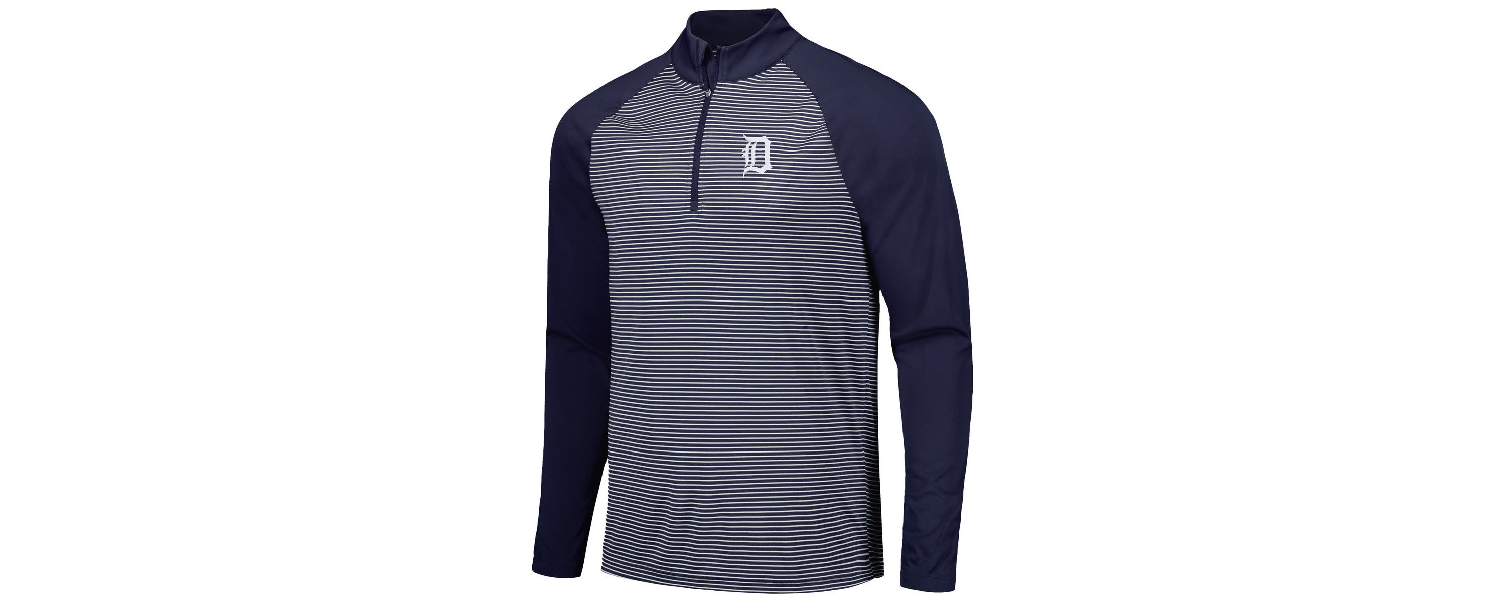 MLB Detroit Tigers Charter Striped Raglan Quarter-Zip Top