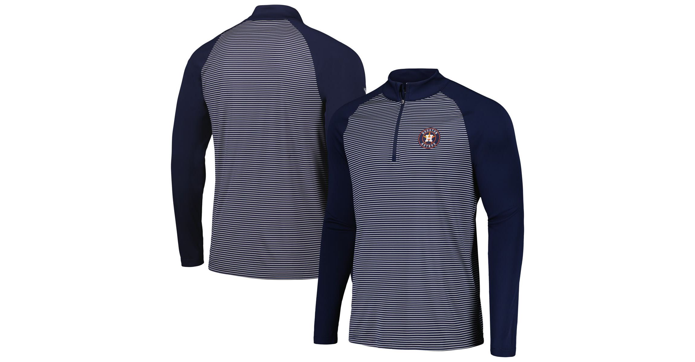 MLB Houston Astros Charter Striped Raglan Quarter-Zip Top