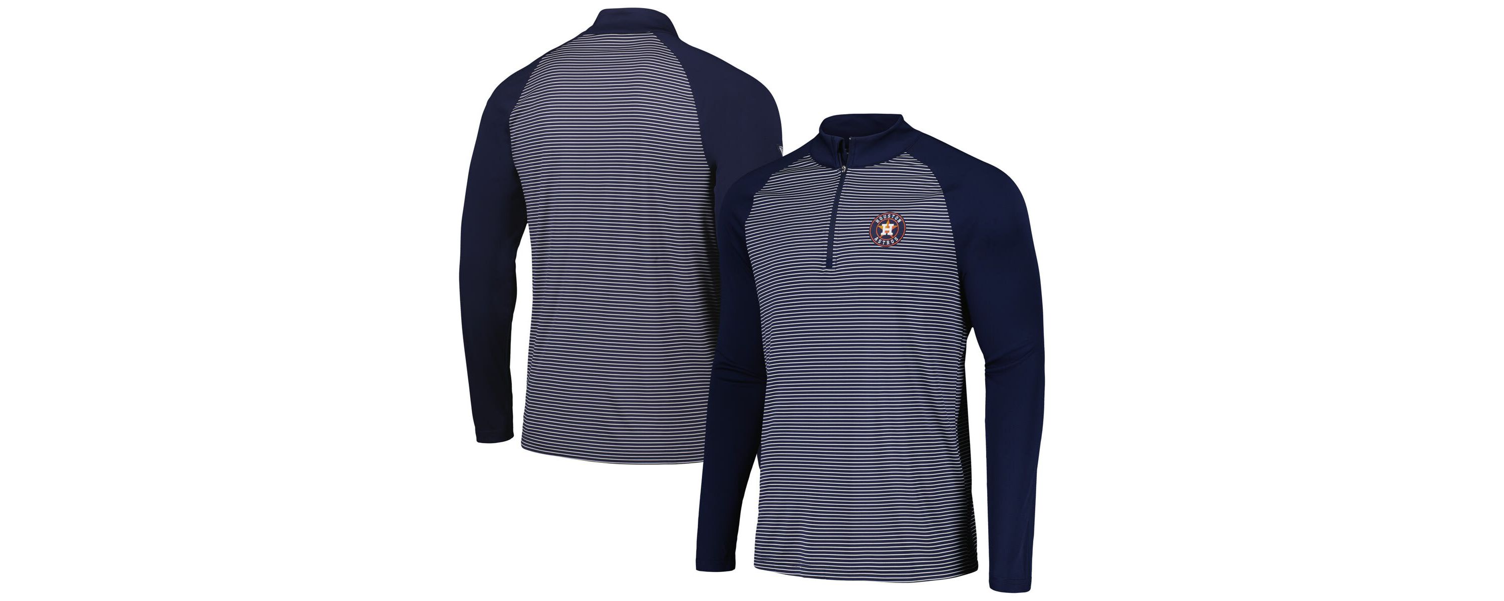 MLB Houston Astros Charter Striped Raglan Quarter-Zip Top