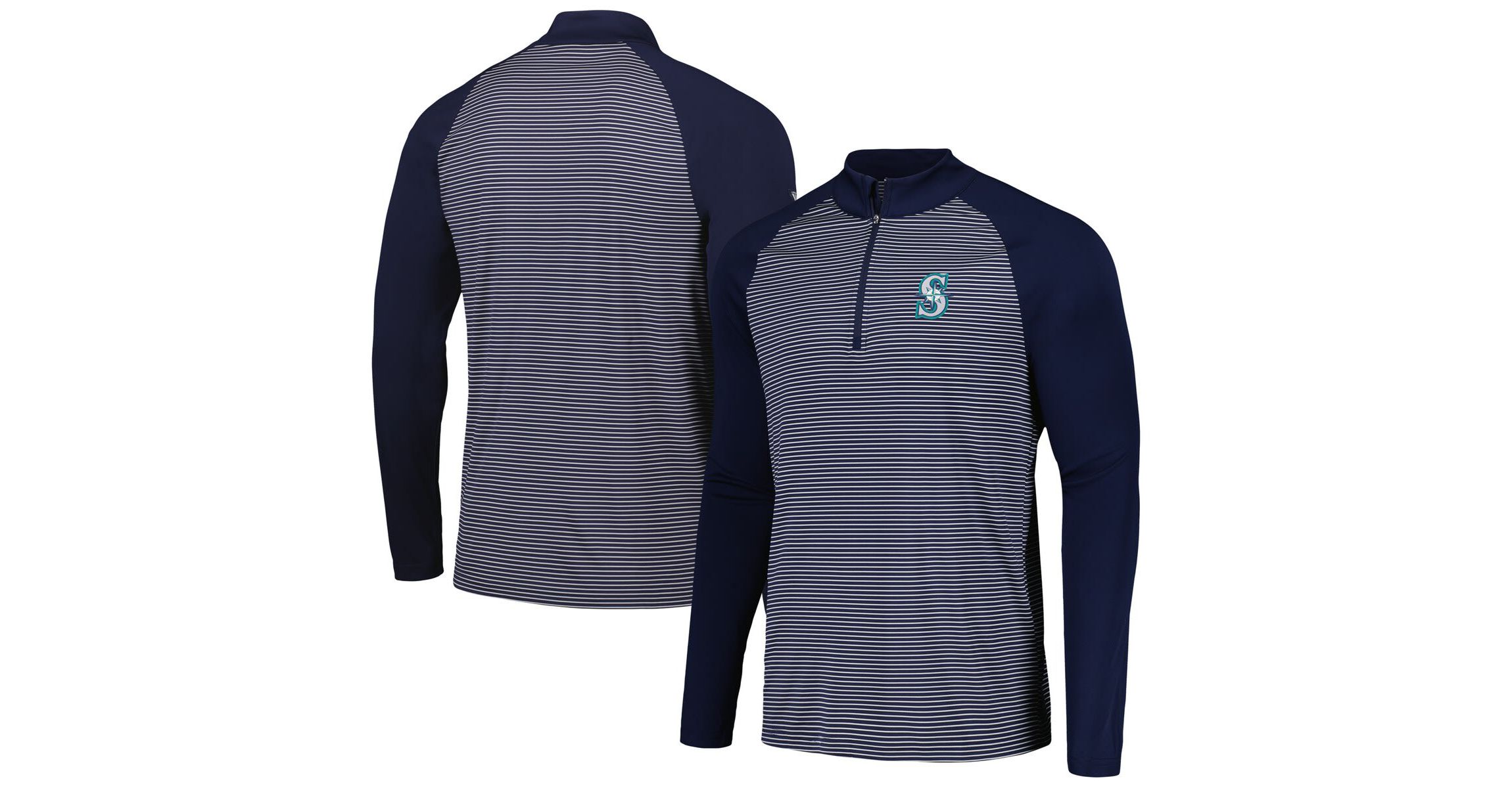 MLB Seattle Mariners Charter Striped Raglan Quarter-Zip Top