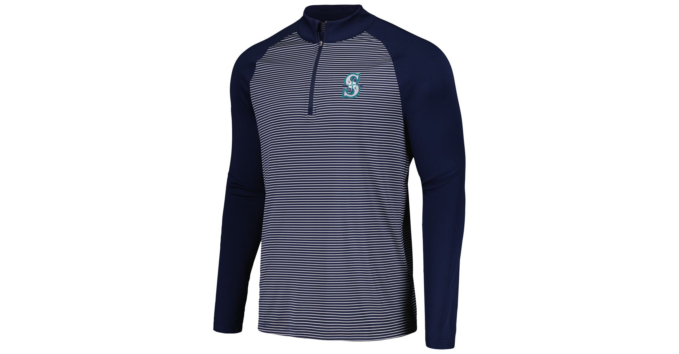 MLB Seattle Mariners Charter Striped Raglan Quarter-Zip Top