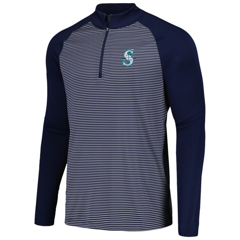 MLB Seattle Mariners Charter Striped Raglan Quarter-Zip Top