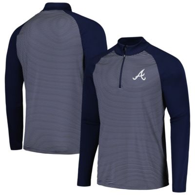 MLB Atlanta Braves Charter Striped Raglan Quarter-Zip Top