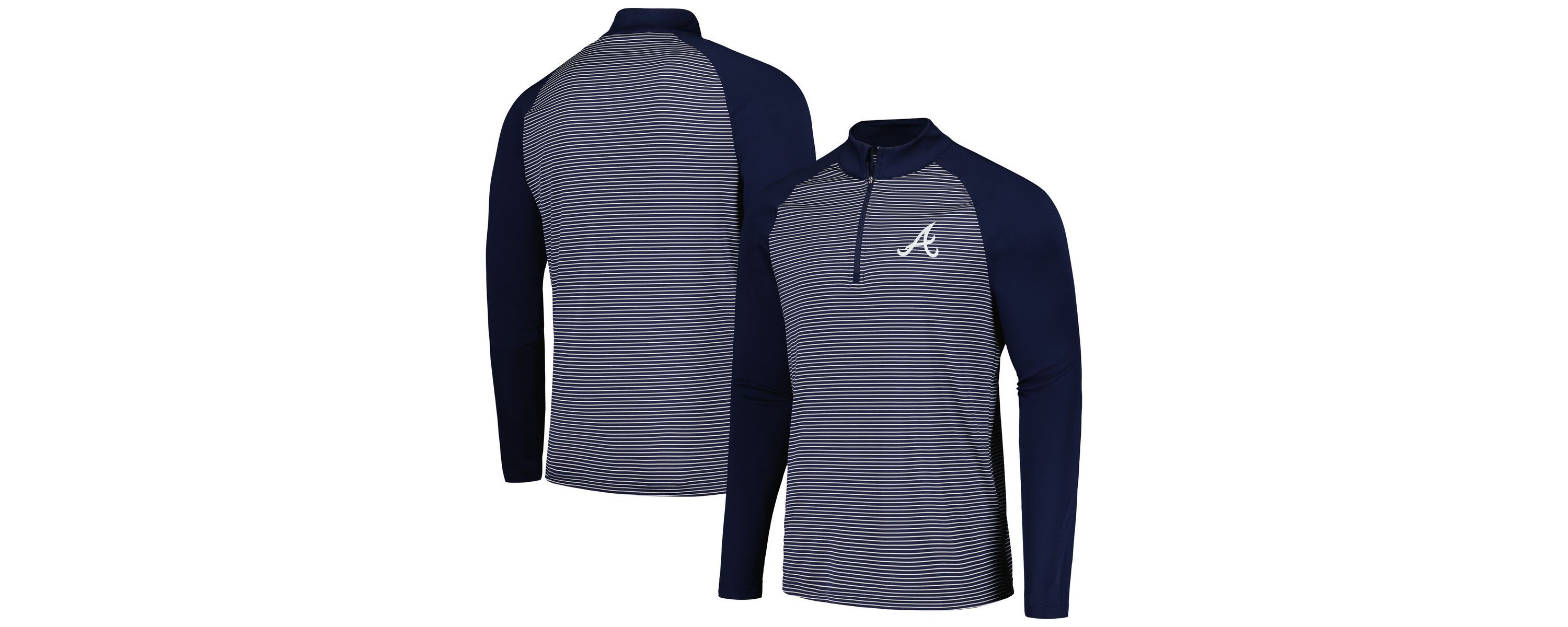 MLB Atlanta Braves Charter Striped Raglan Quarter-Zip Top