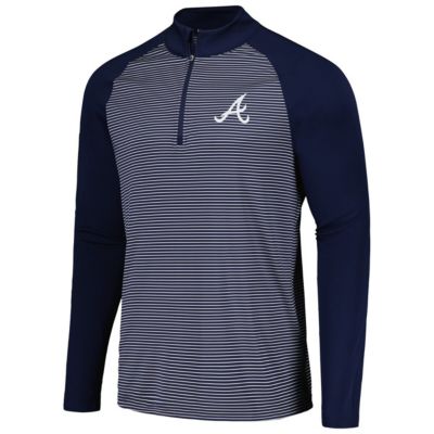 MLB Atlanta Braves Charter Striped Raglan Quarter-Zip Top