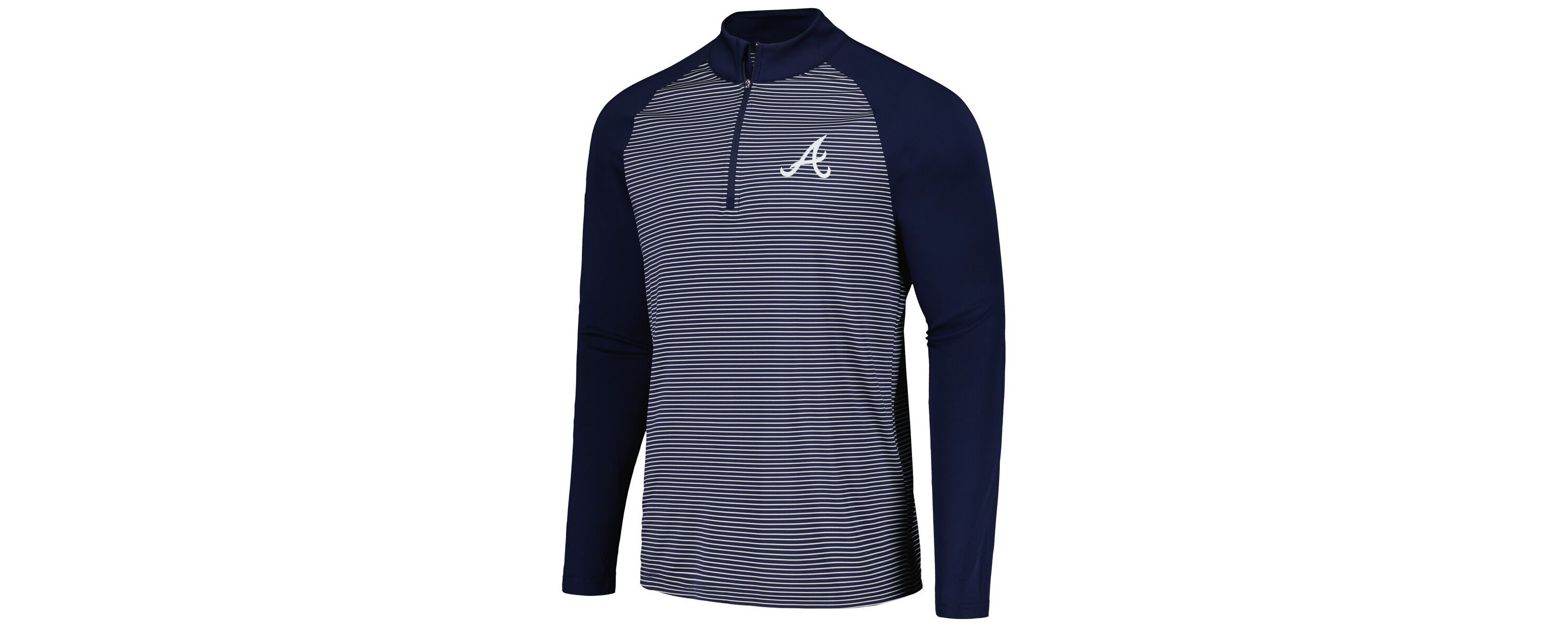 MLB Atlanta Braves Charter Striped Raglan Quarter-Zip Top