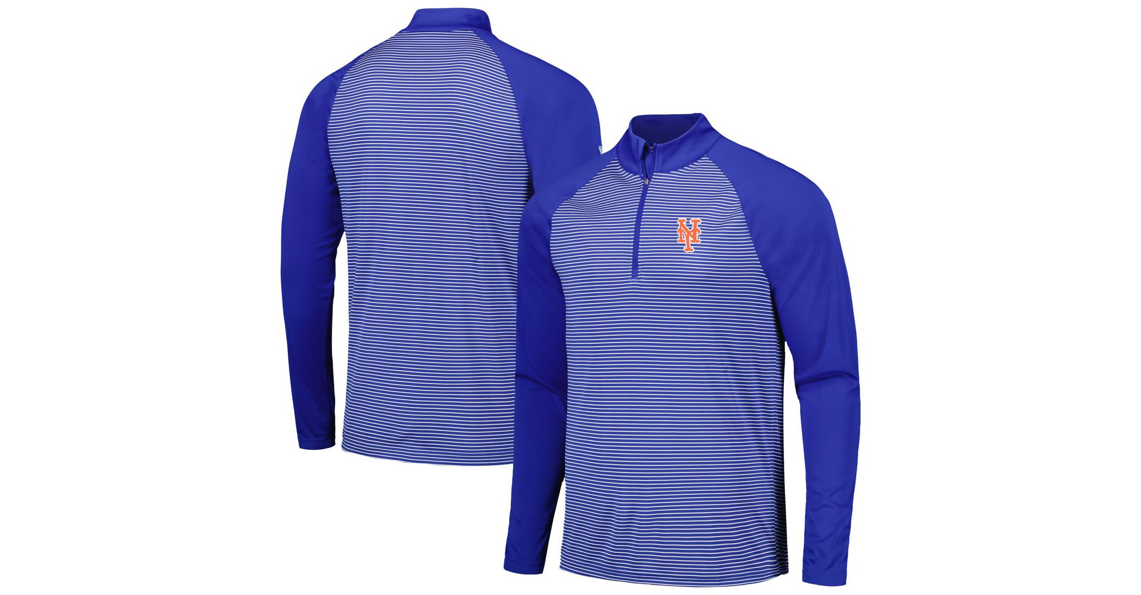 MLB New York Mets Charter Striped Raglan Quarter-Zip Top