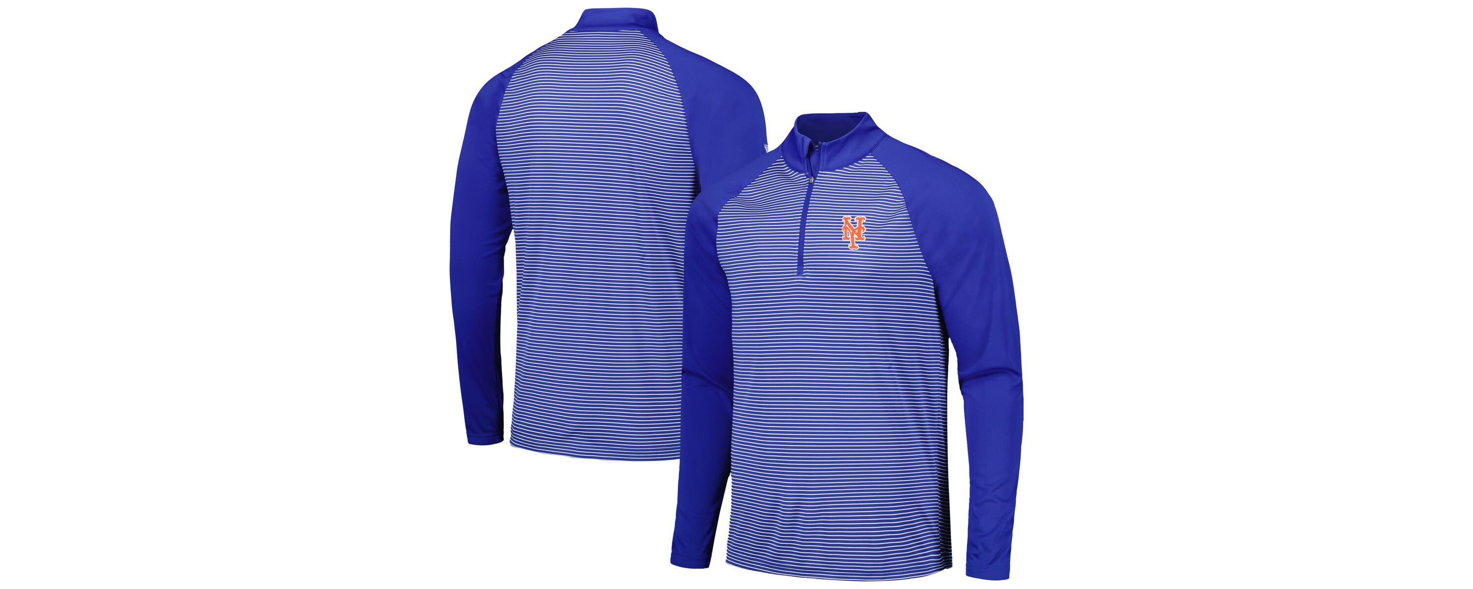MLB New York Mets Charter Striped Raglan Quarter-Zip Top