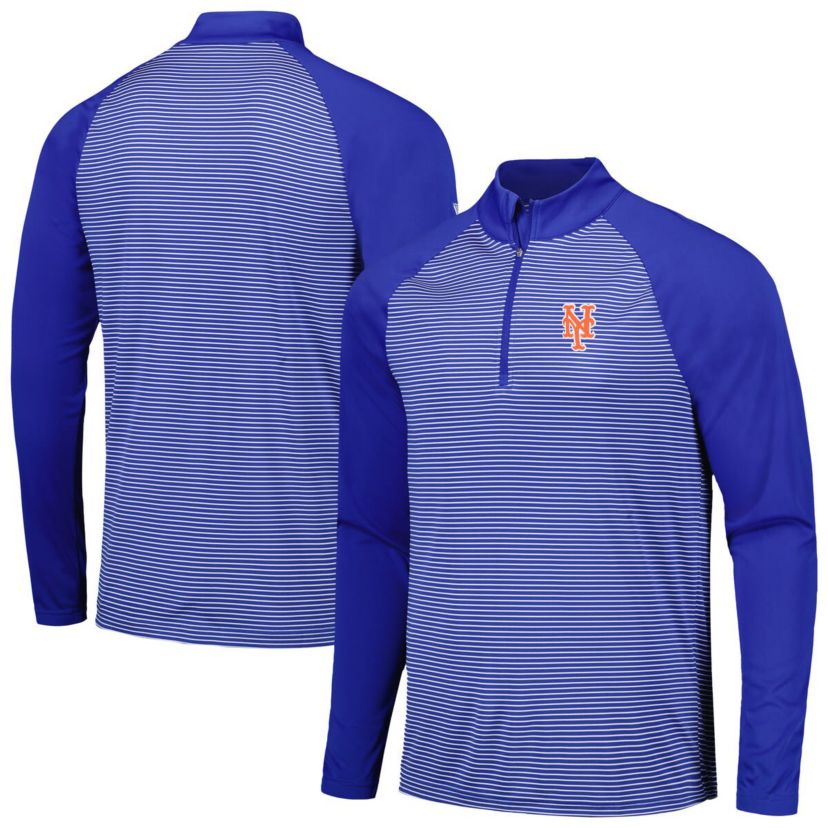 MLB New York Mets Charter Striped Raglan Quarter-Zip Top