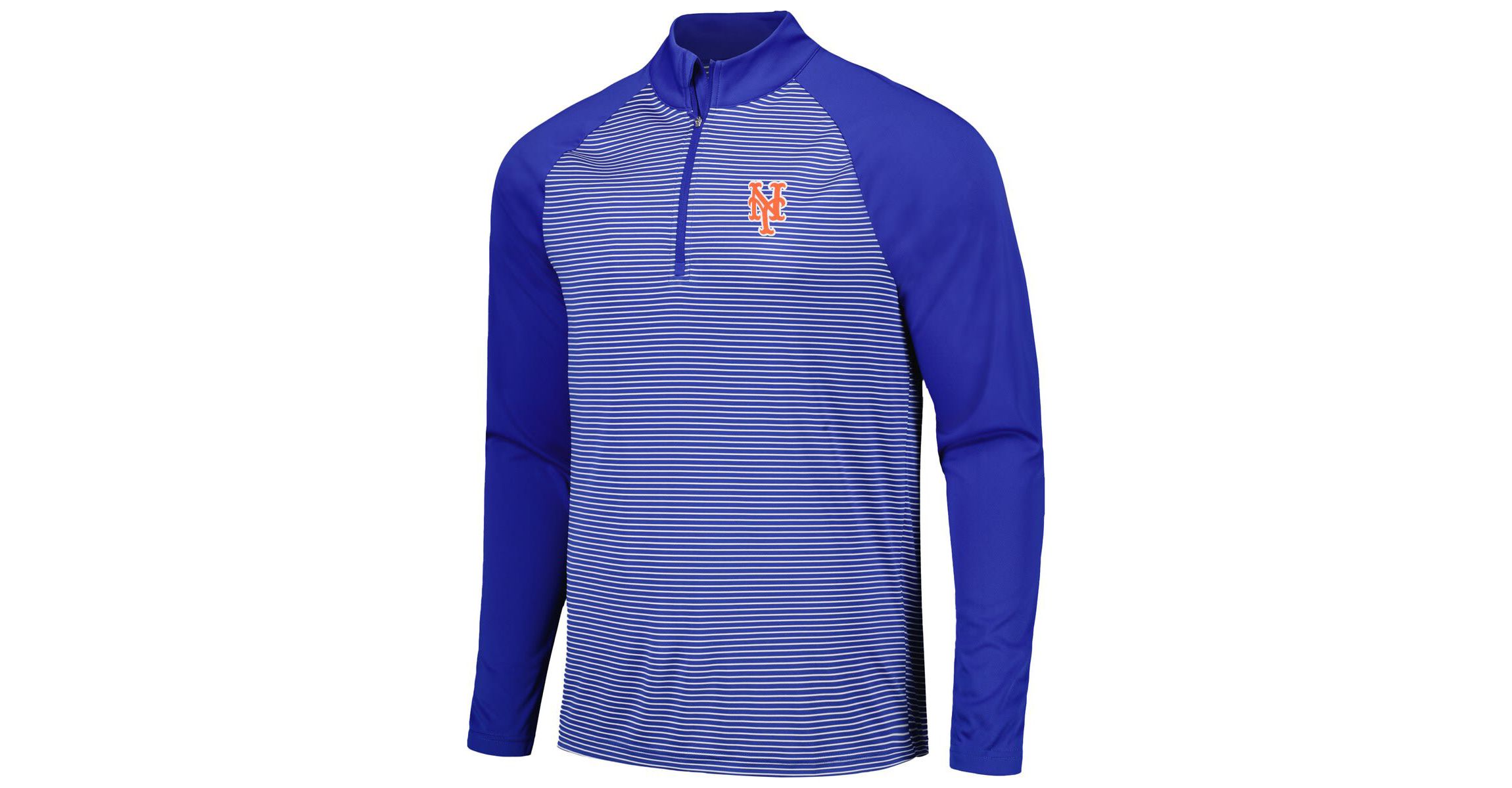 MLB New York Mets Charter Striped Raglan Quarter-Zip Top