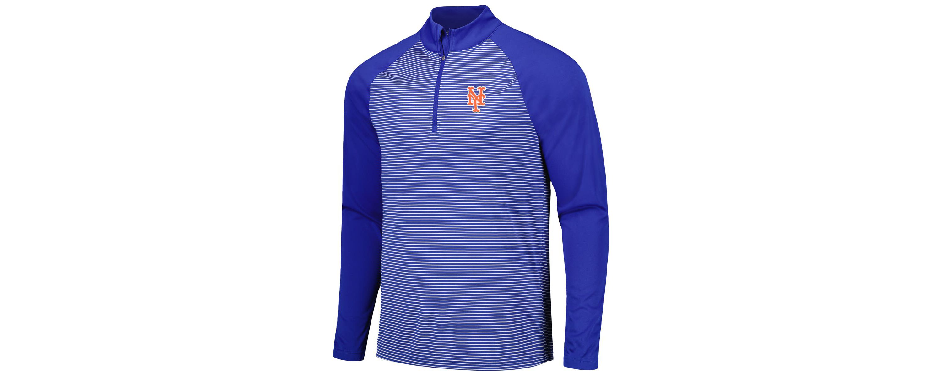 MLB New York Mets Charter Striped Raglan Quarter-Zip Top