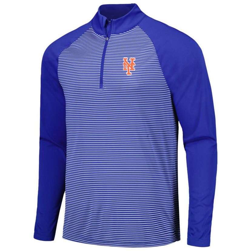 MLB New York Mets Charter Striped Raglan Quarter-Zip Top