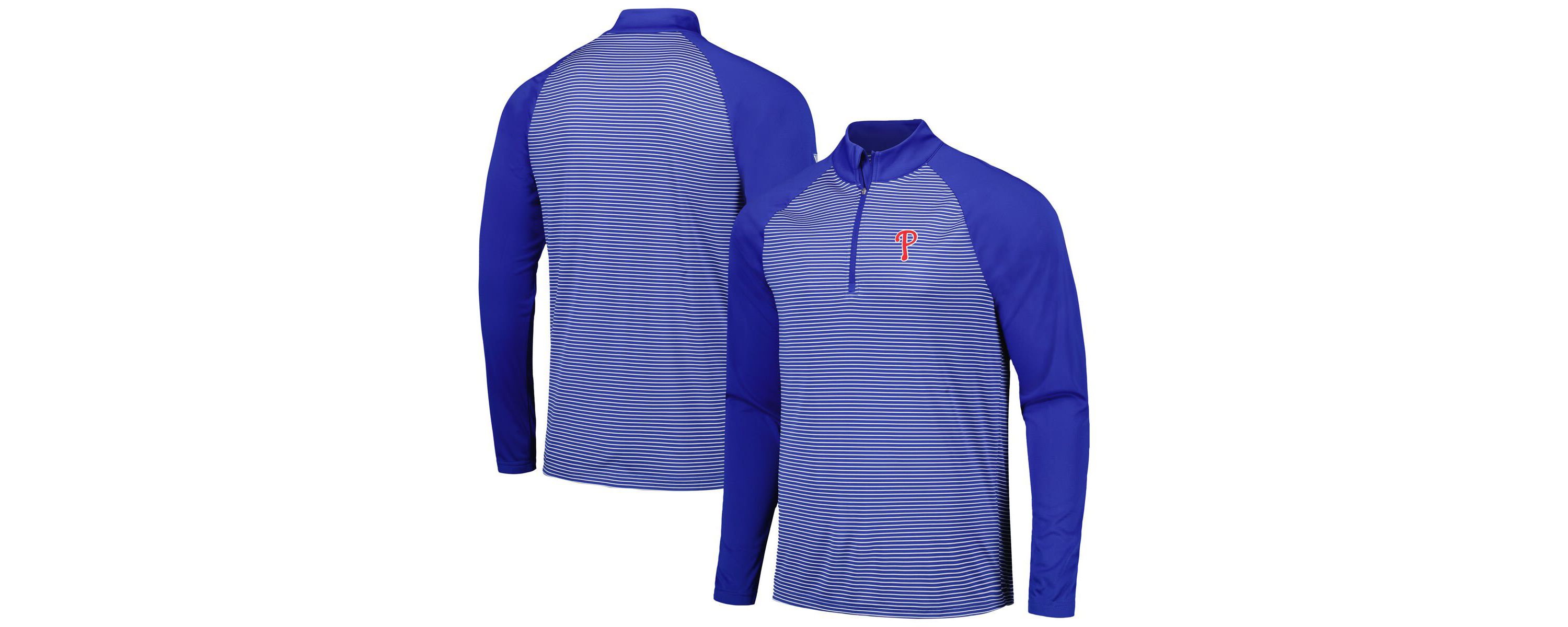 MLB Philadelphia Phillies Charter Striped Raglan Quarter-Zip Top