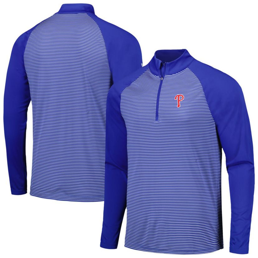 MLB Philadelphia Phillies Charter Striped Raglan Quarter-Zip Top