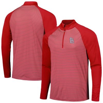 Levelwear Men's MLB St. Louis Cardinals Charter Striped Raglan Quarter-Zip Top, Red, Small -  0629321028359