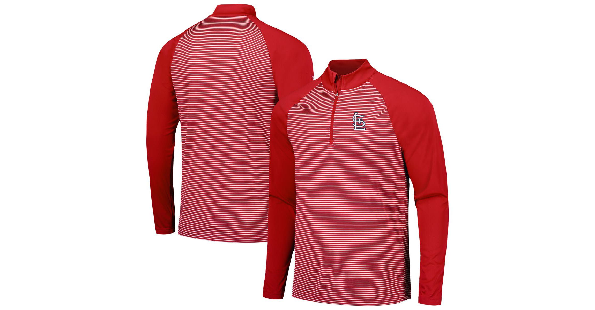 MLB St. Louis Cardinals Charter Striped Raglan Quarter-Zip Top