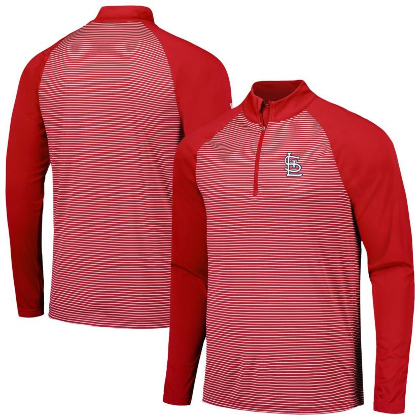 MLB St. Louis Cardinals Charter Striped Raglan Quarter-Zip Top