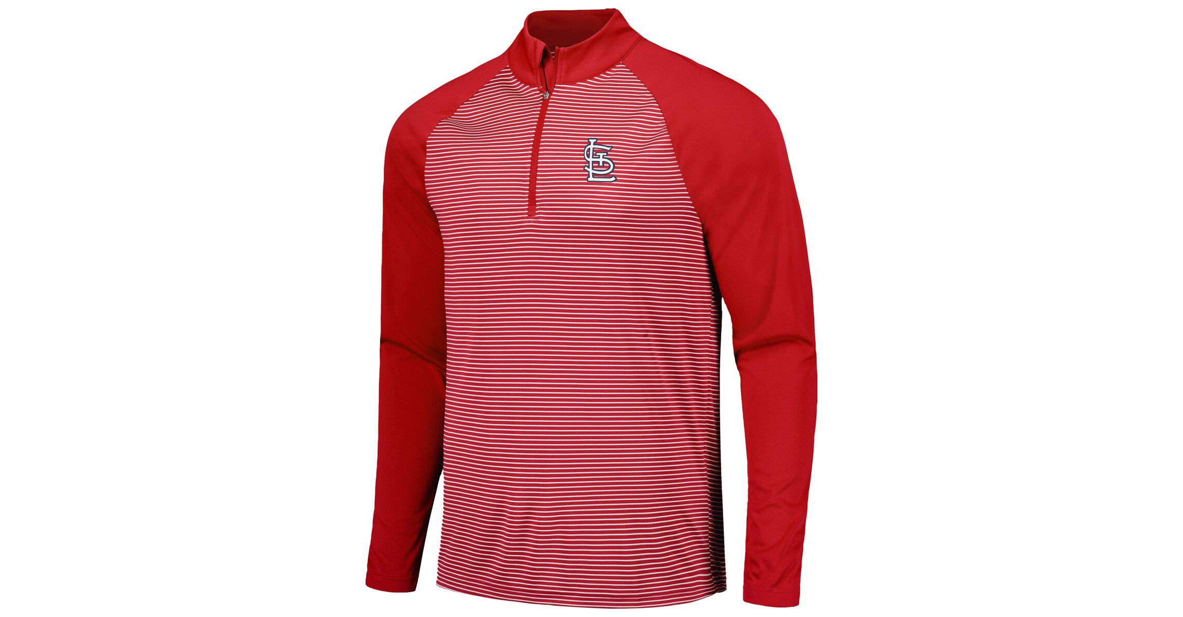 MLB St. Louis Cardinals Charter Striped Raglan Quarter-Zip Top
