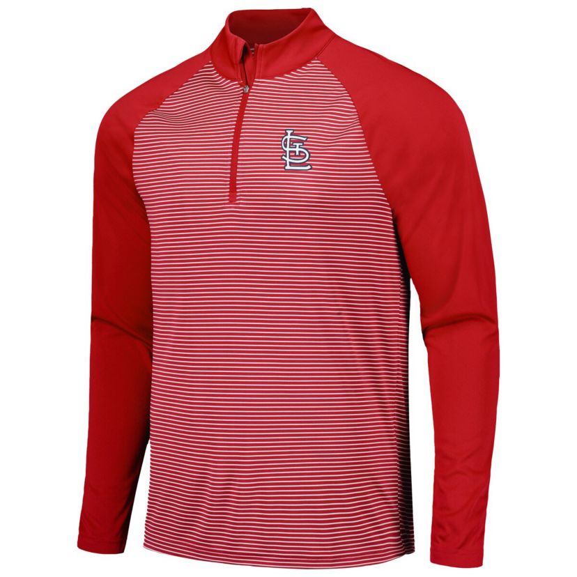 MLB St. Louis Cardinals Charter Striped Raglan Quarter-Zip Top