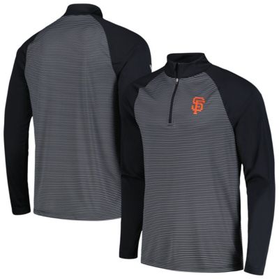 Levelwear Men's MLB San Francisco Giants Charter Striped Raglan Quarter-Zip Top, Black, Small