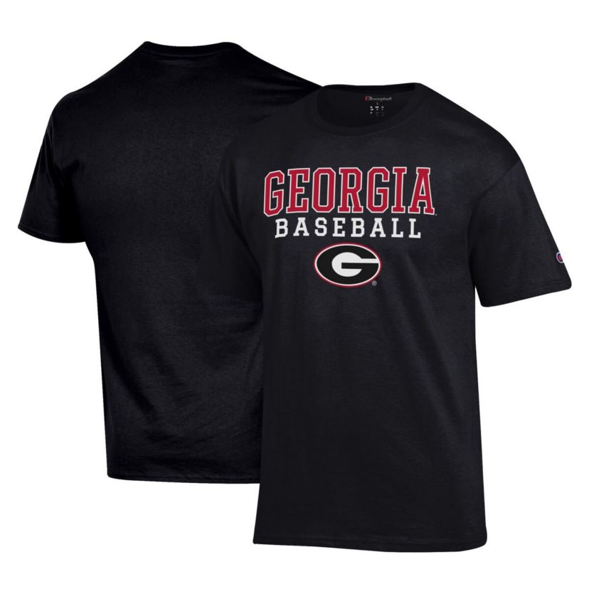 NCAA Georgia Bulldogs Stack Logo Baseball T-Shirt