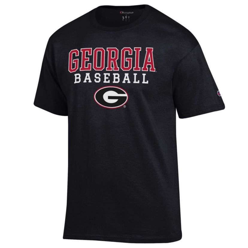 NCAA Georgia Bulldogs Stack Logo Baseball T-Shirt