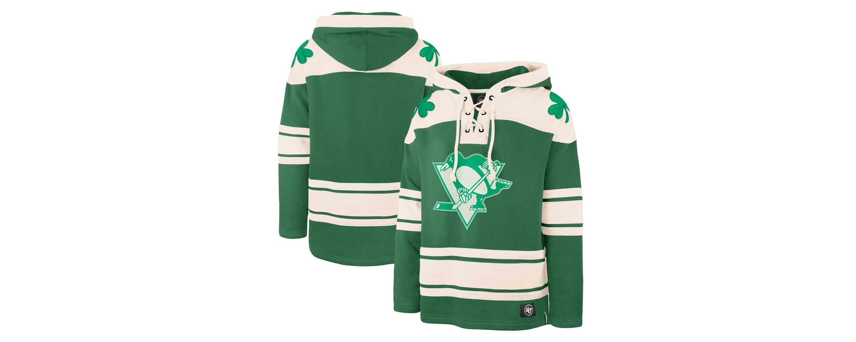 NHL Kelly Pittsburgh Penguins St. Patricks Day Superior Lacer Pullover Hoodie