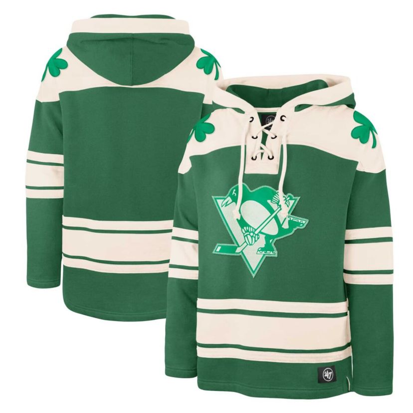 NHL Kelly Pittsburgh Penguins St. Patricks Day Superior Lacer Pullover Hoodie