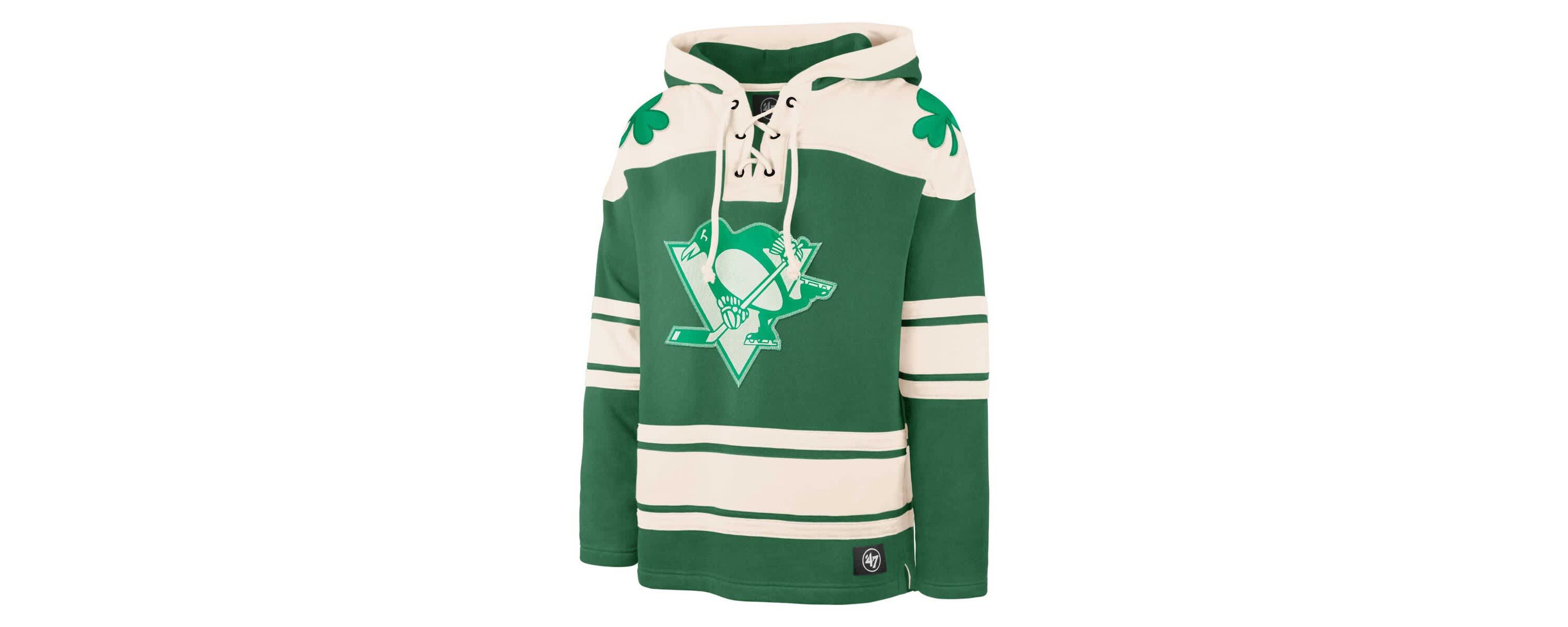 NHL Kelly Pittsburgh Penguins St. Patricks Day Superior Lacer Pullover Hoodie