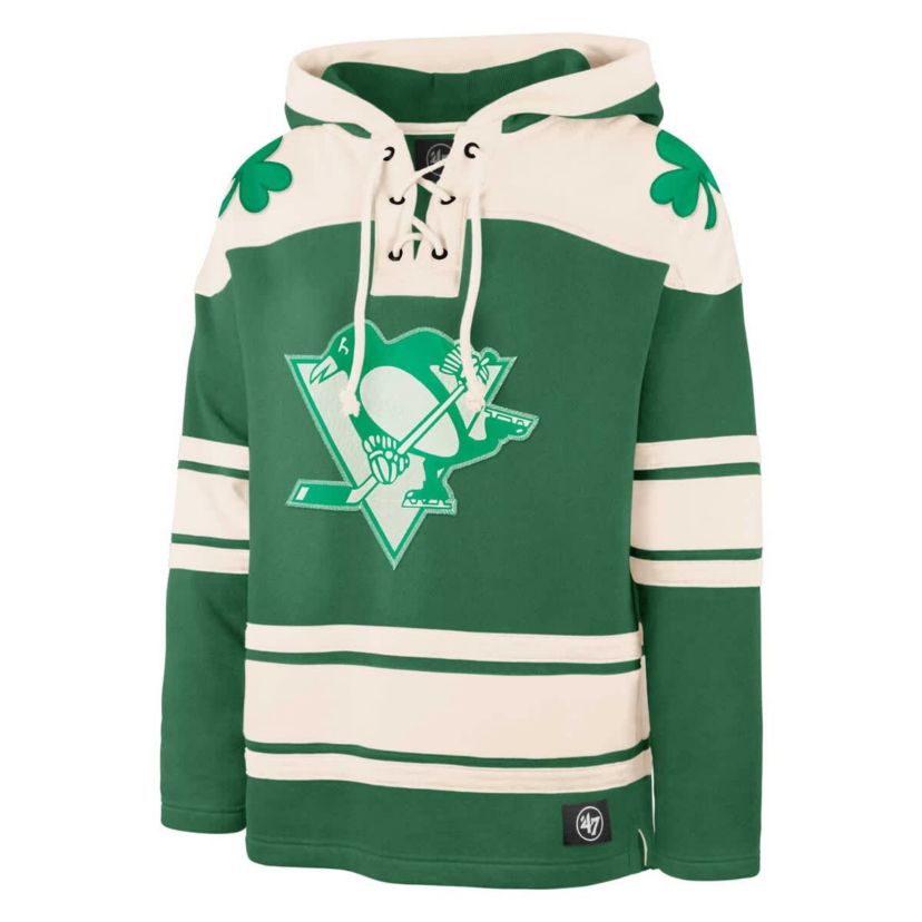 NHL Kelly Pittsburgh Penguins St. Patricks Day Superior Lacer Pullover Hoodie