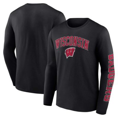 NCAA Fanatics Wisconsin Badgers Distressed Arch Over Logo Long Sleeve T-Shirt