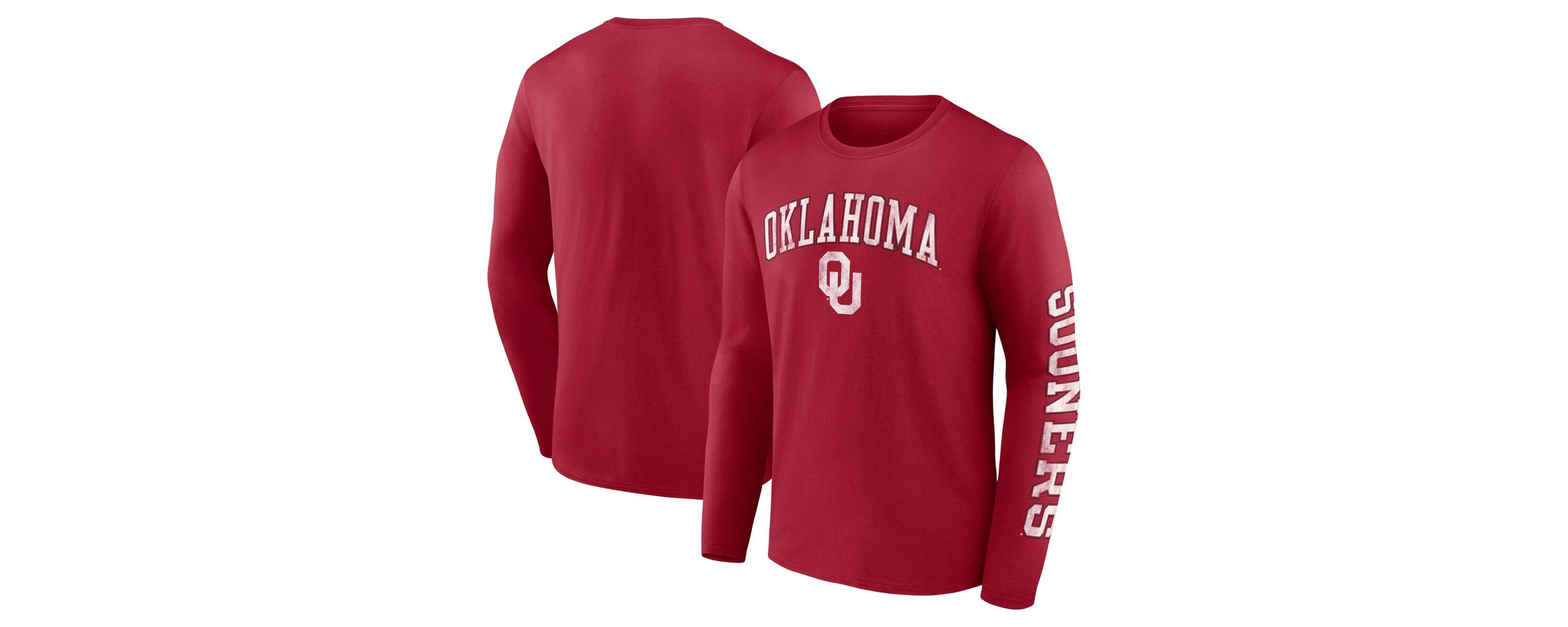 NCAA Fanatics Oklahoma Sooners Distressed Arch Over Logo Long Sleeve T-Shirt