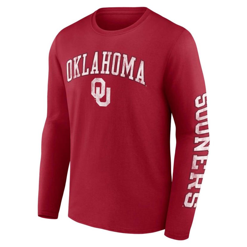 NCAA Fanatics Oklahoma Sooners Distressed Arch Over Logo Long Sleeve T-Shirt