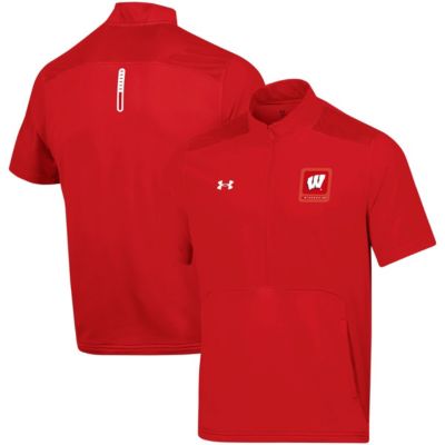 Men's NCAA Under Armour Wisconsin Badgers Motivate Half-Zip Jacket, Red, Small