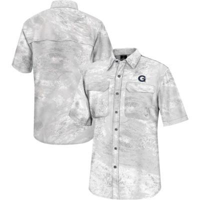 Colosseum Men's NCAA Georgetown Hoyas Realtree Aspect Charter Full-Button Fishing Shirt, White, XL