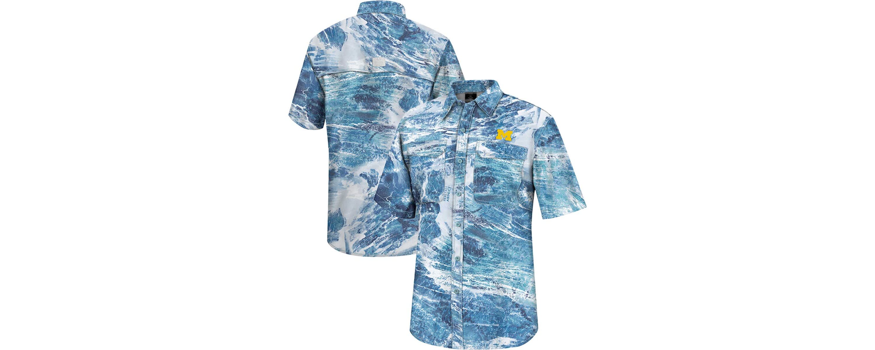 NCAA Michigan Wolverines Realtree Aspect Charter Full-Button Fishing Shirt