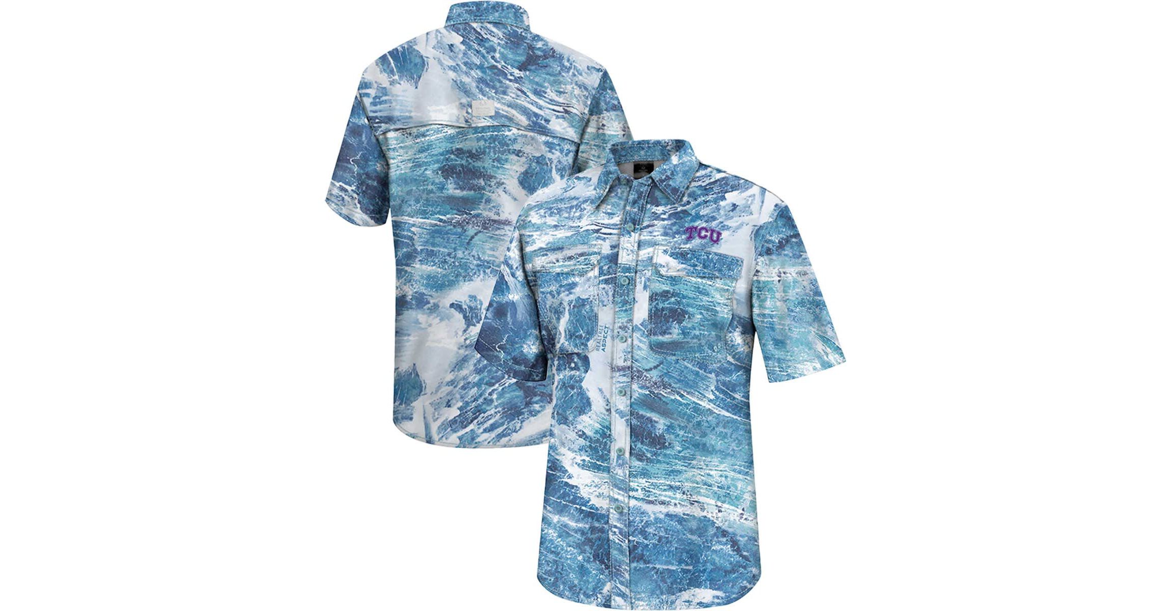 NCAA TCU Horned Frogs Realtree Aspect Charter Full-Button Fishing Shirt
