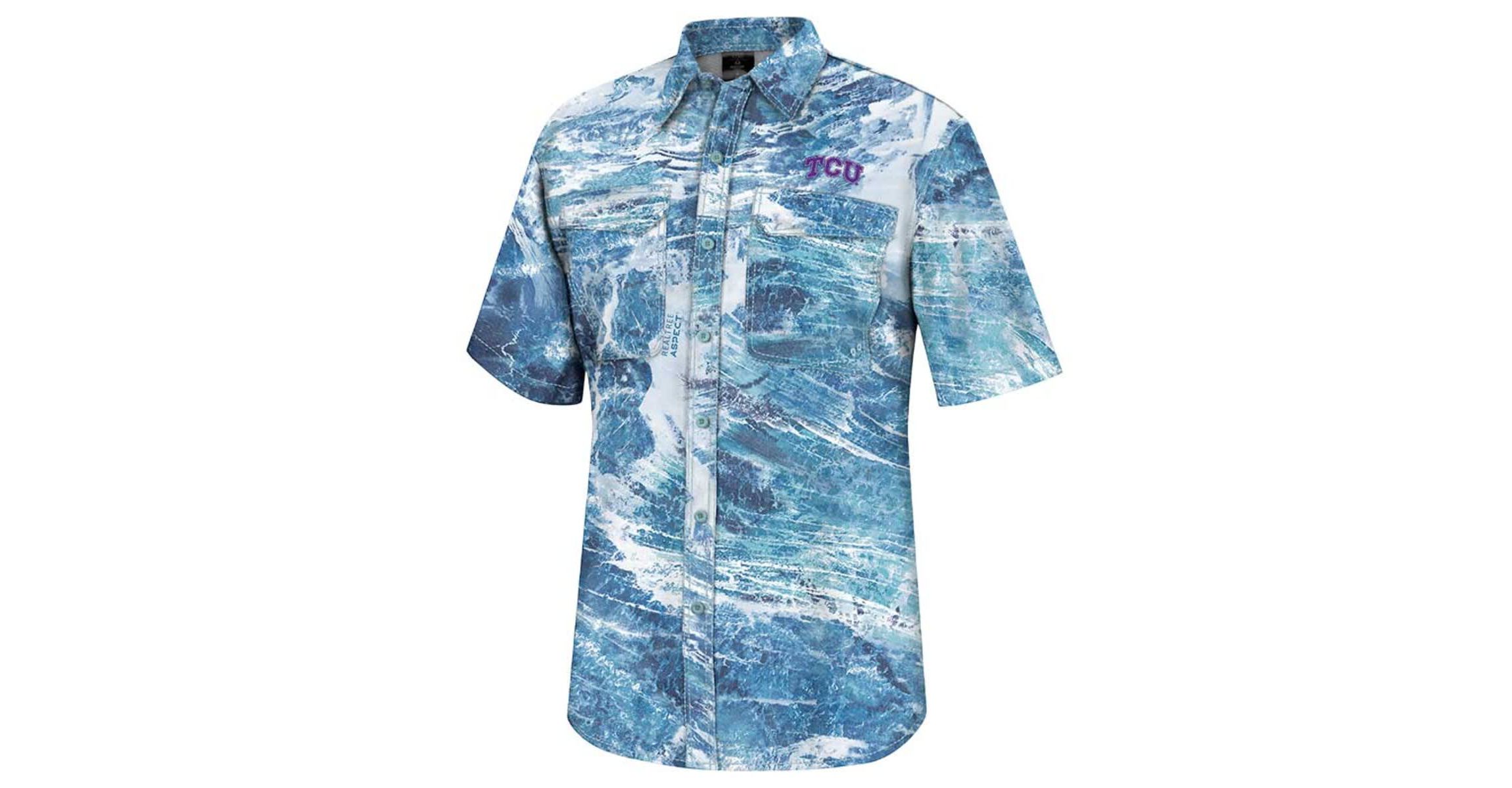 NCAA TCU Horned Frogs Realtree Aspect Charter Full-Button Fishing Shirt