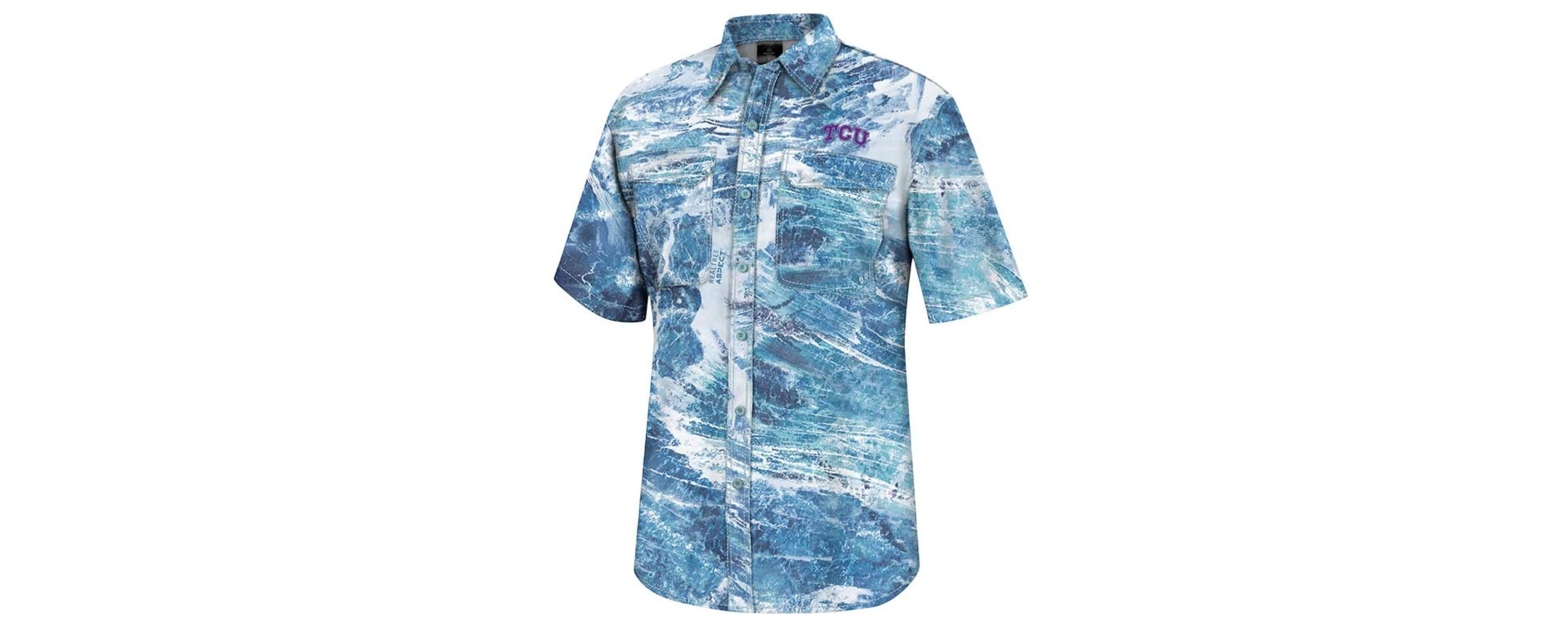 NCAA TCU Horned Frogs Realtree Aspect Charter Full-Button Fishing Shirt