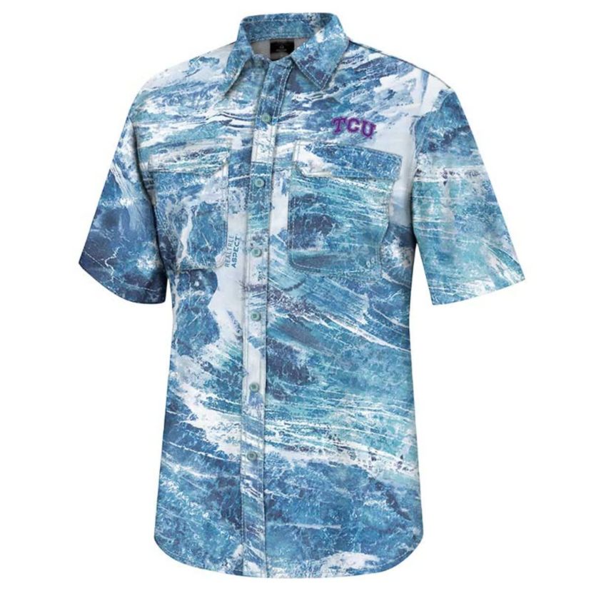 NCAA TCU Horned Frogs Realtree Aspect Charter Full-Button Fishing Shirt