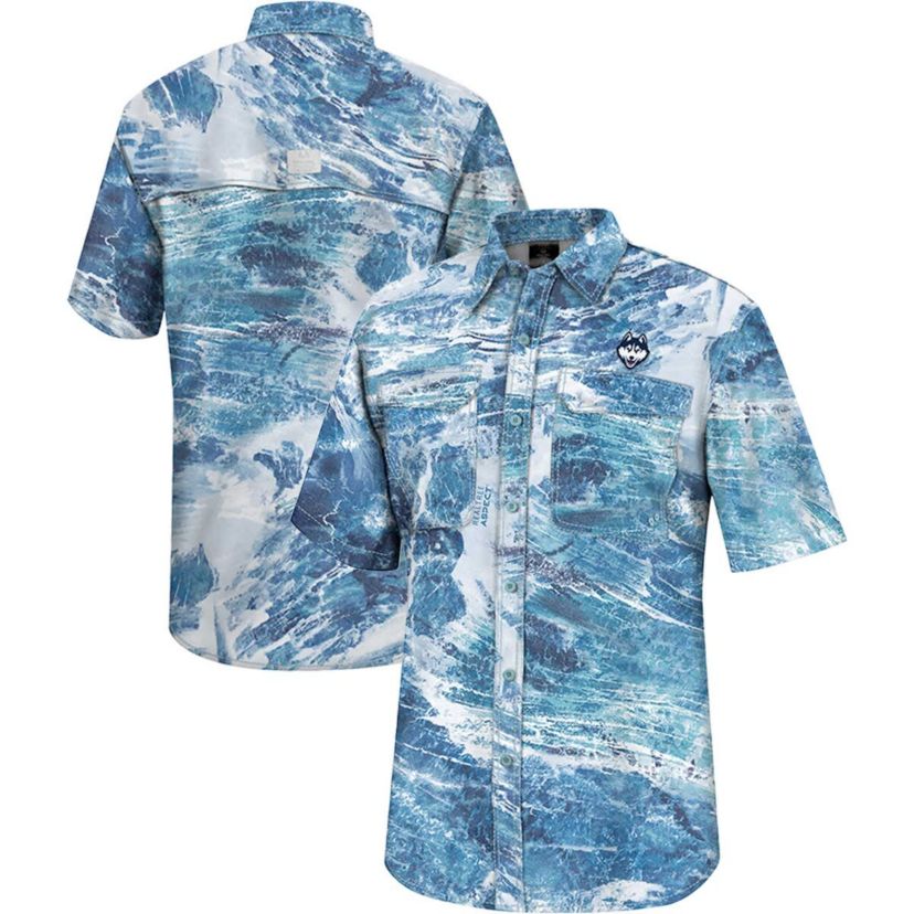 Connecticut Huskies NCAA UConn Huskies Realtree Aspect Charter Full-Button Fishing Shirt