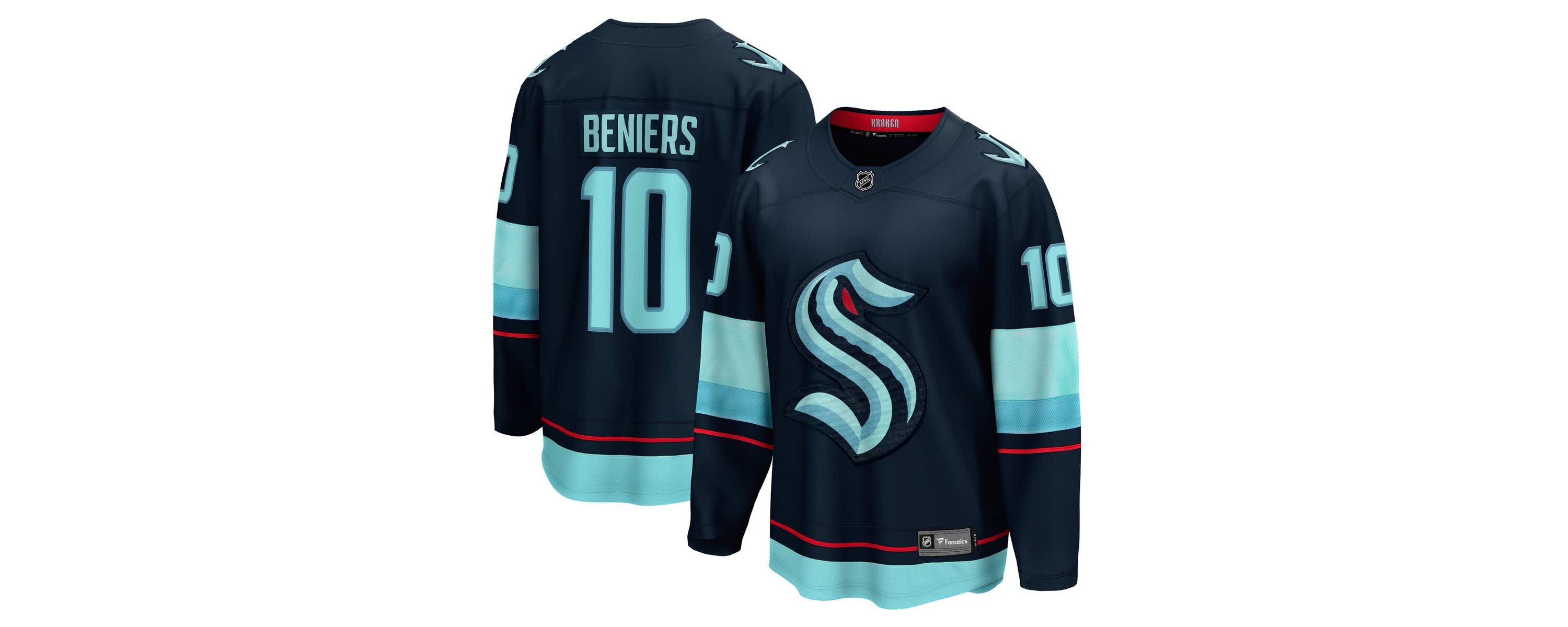 NHL Fanatics Matty Beniers Deep Sea Seattle Kraken Premier Breakaway Player Jersey