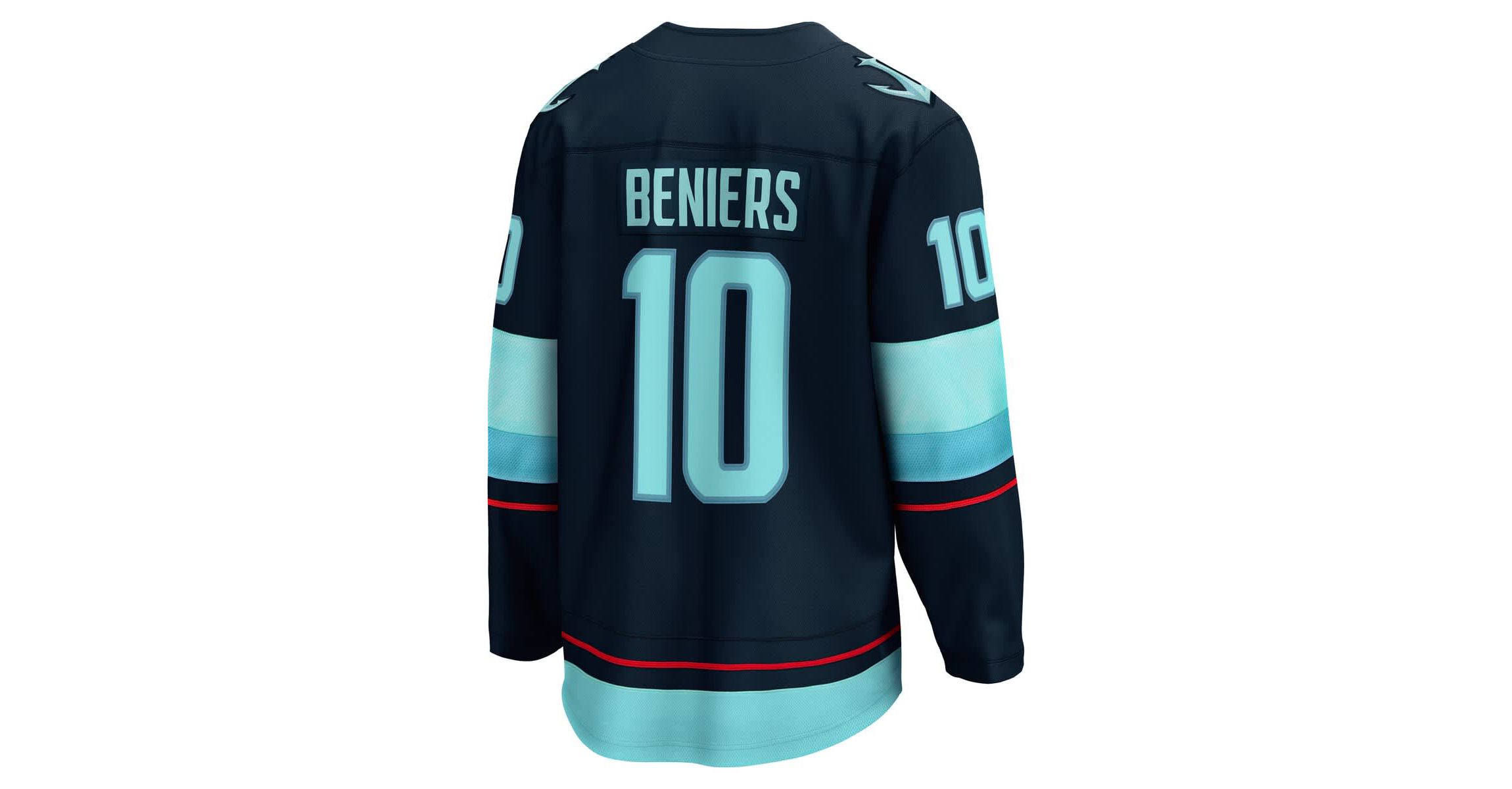 NHL Fanatics Matty Beniers Deep Sea Seattle Kraken Premier Breakaway Player Jersey