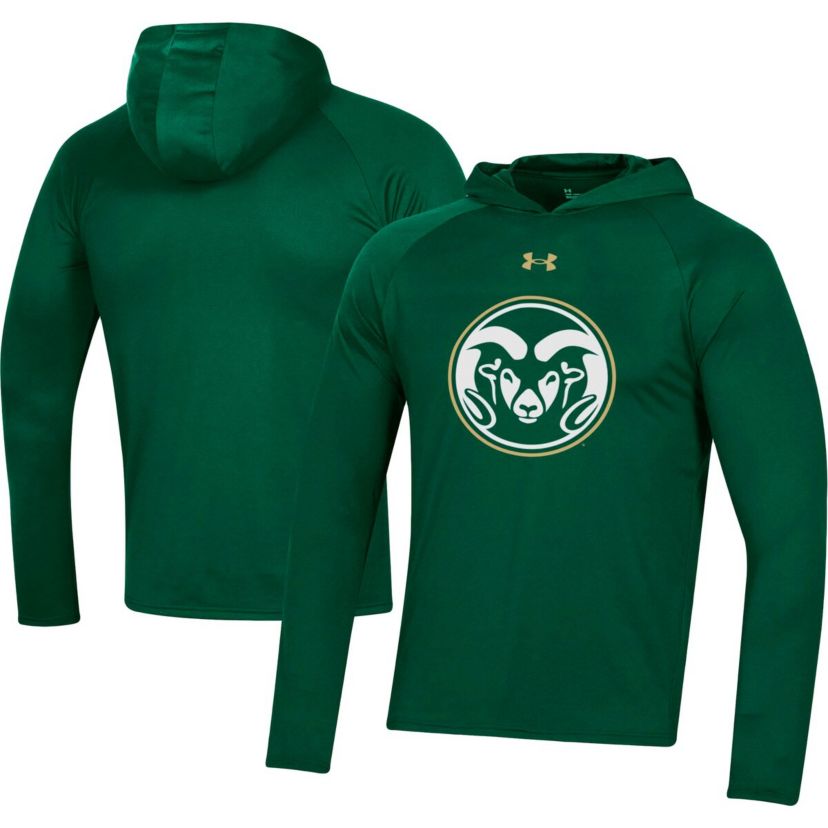 NCAA Under Armour Colorado State Rams School Logo Raglan Long Sleeve Hoodie Performance T-Shirt
