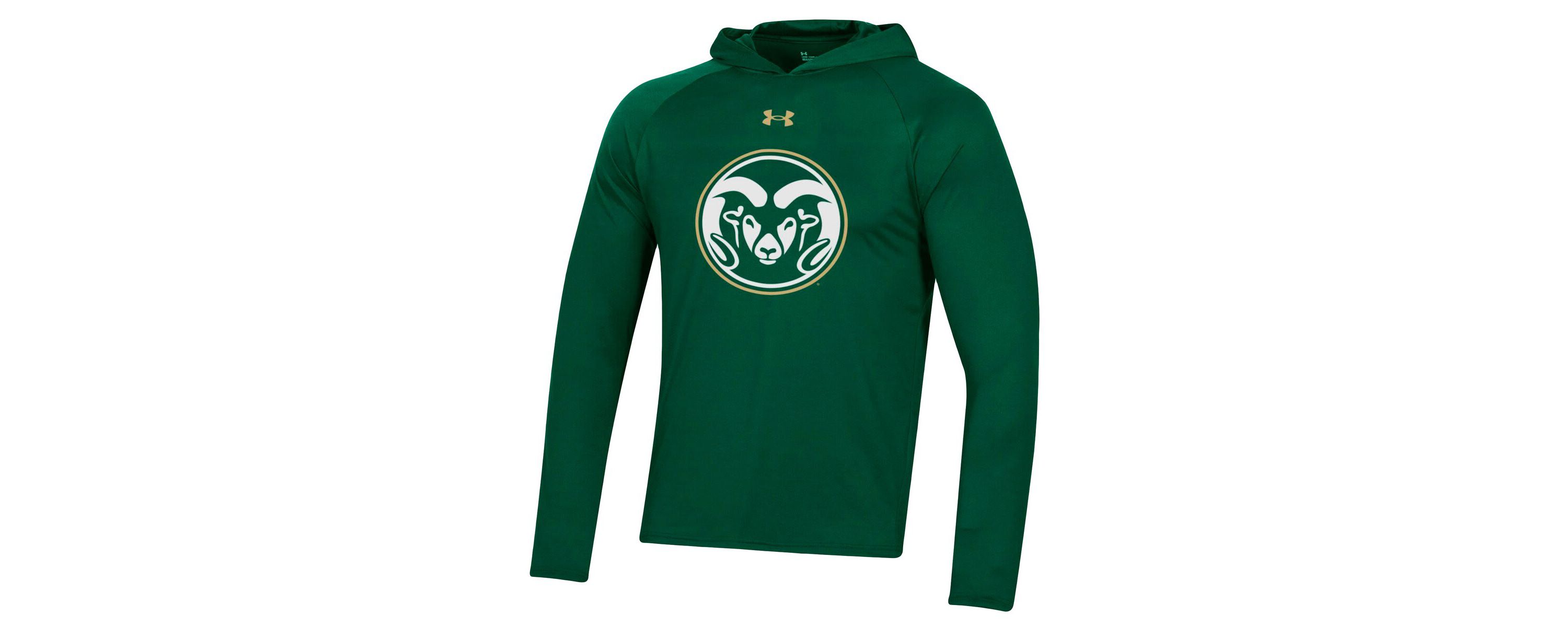 NCAA Under Armour Colorado State Rams School Logo Raglan Long Sleeve Hoodie Performance T-Shirt