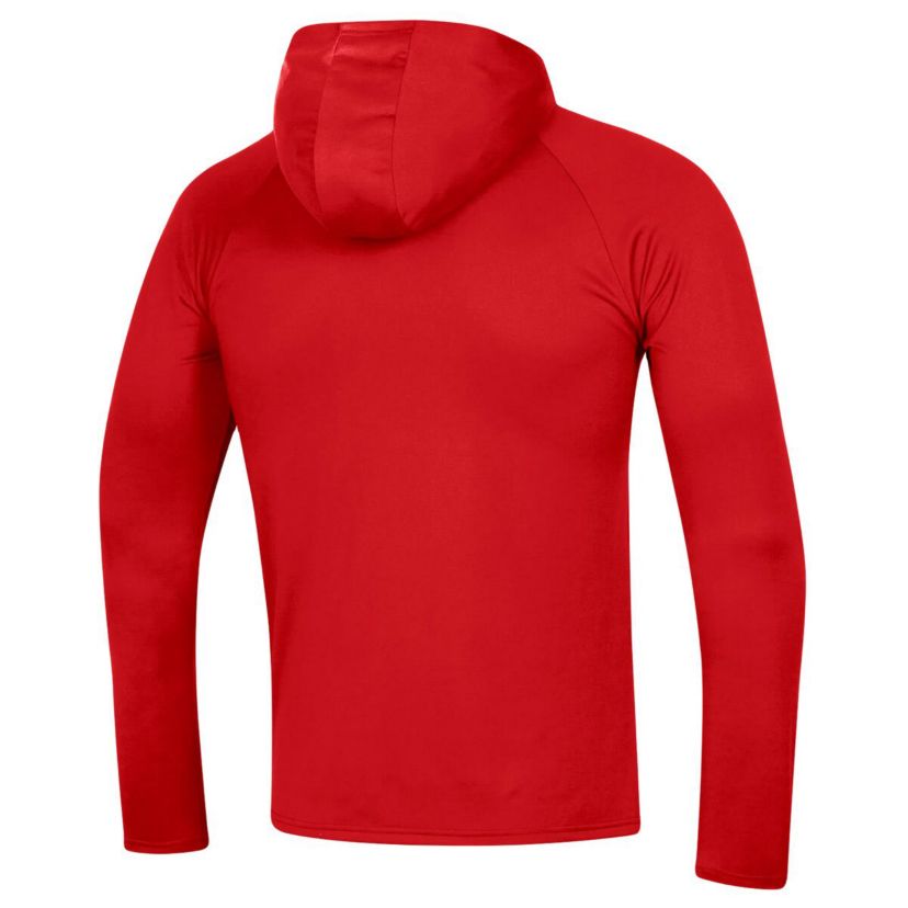 NCAA Under Armour Wisconsin Badgers School Logo Raglan Long Sleeve Hoodie Performance T-Shirt