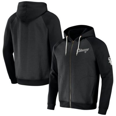 Darius Rucker Collection by Fanatics Men's Chicago White Sox MLB Chicago Sox Raglan Full-Zip Hoodie, Black, Small