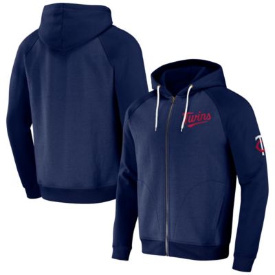 Darius Rucker Collection by Fanatics Men's MLB Minnesota Twins Raglan Full-Zip Hoodie, Navy Blue, Small