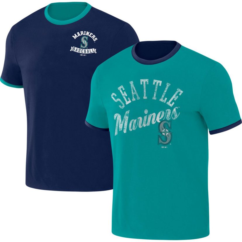 MLB Navy/Teal Seattle Mariners Two-Way Ringer Reversible T-Shirt